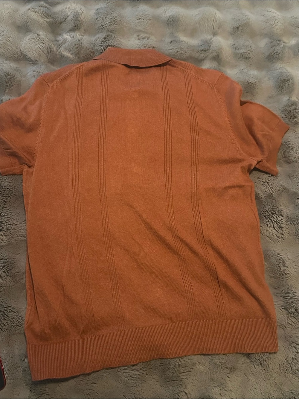 DKNY Men’s Short Sleeve Button Shirt - Rust Orange - Picture 5 of 7